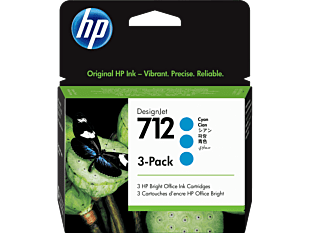 Cartucho de tinta HP DesignJet 712 de 29 ml, cian, Pack de 3 (3ED77A)