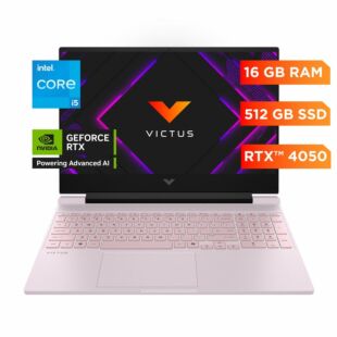 Notebook Gaming VICTUS 15-fa2010la, Intel Core i5, 16 GB RAM, NVIDIA® GeForce RTX™ 4050, 512 GB SSD, 15.6" FHD, Windows 11 Home - 15.6" - Rosa empolvado, logotipo cromado (BA1U2LA)