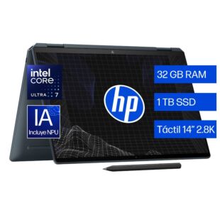 Notebook HP Spectre x360 2-in-1 14-eu0000la, Windows 11 Home Single Language, 14", Pantalla táctil, Intel® Core™ Ultra 7, 32GB RAM, 1TB SSD - 14" - Aluminio en azul pizarra (A14MTLA)