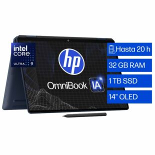 Notebook HP OmniBook Ultra Flip 14 Next Gen AI PC 14-fh0001la, Windows 11 Home, 14", Intel® Core™ Ultra 9, 32GB RAM, 1TB SSD - 14" - Azul atmosférico (B31U0LA)