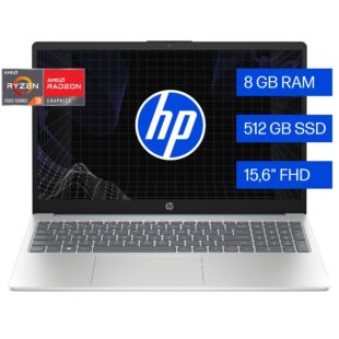 Notebook HP 15-fc0235la, AMD Ryzen 3, 8 GB, 512 GB SSD, 15.6, FHD Windows 11 Home - 15.6" - Cubierta azul claro de luna, base y marco de teclado en plata natural (B9TN9LA)