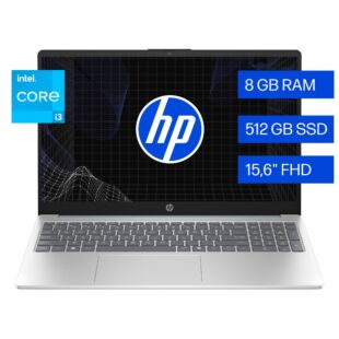 Notebook HP 15-fd0232la, Intel Core™ i3 N-series, 8 GB, 512 GB SSD, 15.6, FHD Windows 11 Home - 15.6" - Cubierta azul claro de luna, base y marco de teclado en plata natural (B9TS8LA)