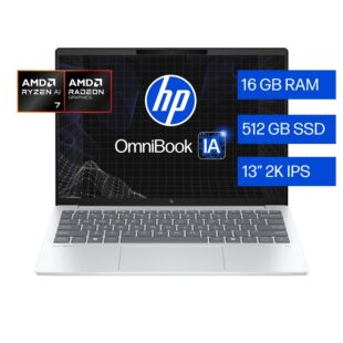 Notebook HP OmniBook 7 Aero AI 13-bg1071la,  Windows 11 Home, AMD Ryzen AI 7, 16 GB RAM, 512 GB SSD, 13.3" 2K  - 13.3" - Aluminio de color plata glaciar (BM2L5LA)