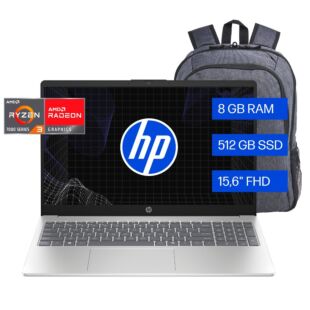 Notebook HP 15-fc0237la, Windows 11 Home Single Language, 15.6", AMD Ryzen™ 3, 8GB RAM, 512GB SSD, FHD, Plateado natural - 15.6" - Plateado natural (BM7K4LA)
