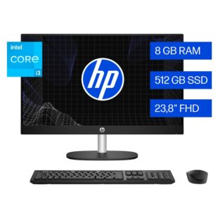 Todo-en-Uno HP 24-cr0336la,&nbsp;Intel Core i3,&nbsp;8 GB RAM,&nbsp;512 GB SSD, 23.8"&nbsp;FHD, Windows 11 Home - Negro (BQ0Q6LA)