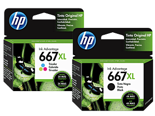 Kit de Cartuchos de Tinta HP 667XL Advantage Tricolor + Negro Original (3YM80AL-3YM81AL)