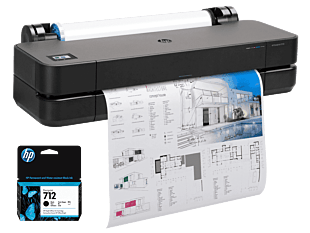 Impresora HP DesignJet T210 de 24" + Cartucho de tinta HP DesignJet 712 de 38 ml, negro  (8AG32D-1)