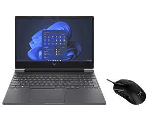 Notebook HP Gaming Victus 15-fb2026la +  Mouse Gaming HyperX Pulsefire de Regalo - 15.6" - Plata mica, logotipo cromado oscuro (A14LTLA-1)