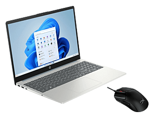 Notebook HP 15-fc0235la + Mouse gaming HyperX Pulsefire Haste 2 (Negro) - 15.6" - Cubierta azul claro de luna, base y marco de teclado en plata natural (B9TN9LA-6N0A7AA)