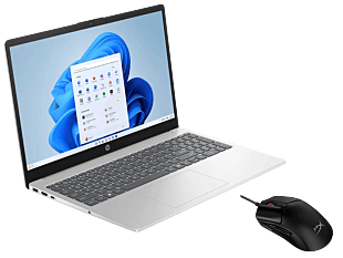 Notebook HP 15-fd0151l + Mouse gaming HyperX Pulsefire Haste 2 (Negro) - 15.6" - Cubierta dorada cálida, base y marco de teclado en plata natural (B9TS1LA-6N0A7AA)
