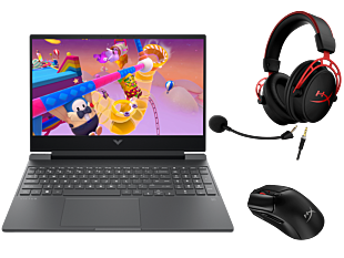 Notebook Victus Gaming 15-fb3024la + Mouse gaming HyperX Pulsefire Haste 2 Core inalámbrico + Auriculares para juegos HyperX Cloud Alpha - 15.6" - Plata mica, logotipo cromado negro (BV5B9LA-1)