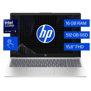 Notebook HP AI 15-fd2359la, Intel Core Ultra 5, 16 GB RAM, 512 GB SSD, 15.6" Táctil FHD, Windows 11 Home - 15.6" - Plateado natural (D31TBLA)