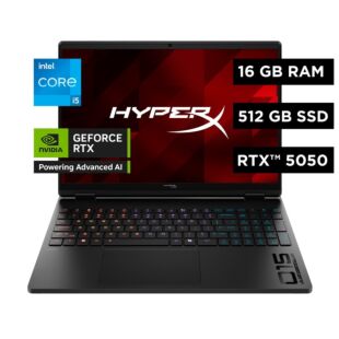 Notebook Gaming OMEN HyperX, Intel Core i5, 16 GB RAM, NVIDIA GEFORCE RTX 5050, 512 GB SSD, 15.3" 2K 165 Hz, Windows 11 Home - 15.3" - Negro sombra (D62W2LA)