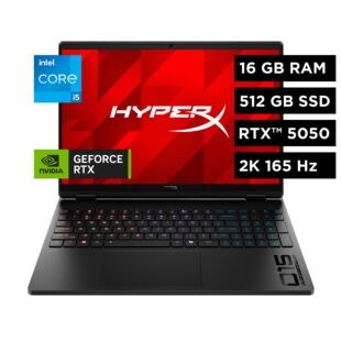 Notebook Gaming OMEN HyperX, Intel Core i5, 16 GB RAM, NVIDIA GEFORCE RTX 5050, 512 GB SSD, 15.3" 2K 165 Hz, Windows 11 Home - 15.3" - Negro sombra (D62W2LA)