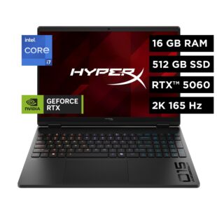 Notebook HP Gaming OMEN HyperX, Intel Core i7, 16 GB RAM, NVIDIA GEFORCE RTX 5060, 512 GB SSD, 15.3" 2K 165 Hz, Windows 11 Home - 15.3" - Negro sombra (D62W3LA)