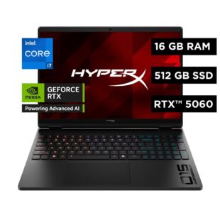 Notebook HP Gaming OMEN HyperX, Intel Core i7, 16 GB RAM, NVIDIA GEFORCE RTX 5060, 512 GB SSD, 15.3" 2K 165 Hz, Windows 11 Home - 15.3" - Negro sombra (D62W3LA)