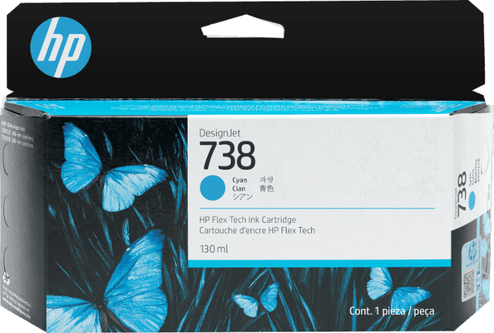 Cartucho de tinta HP 738 DesignJet cian de 130 ml (498N5A)