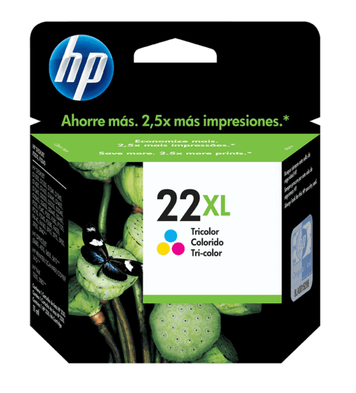 Cartucho de Tinta HP 22XL Tricolor de Alto Rendimiento Original