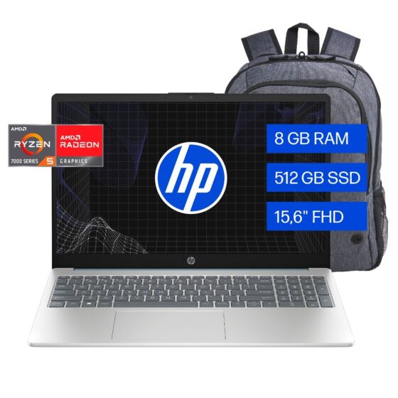 Notebook HP 15-fc0251la, AMD Ryzen 5, 8 GB RAM, 512 GB SSD, 15.6