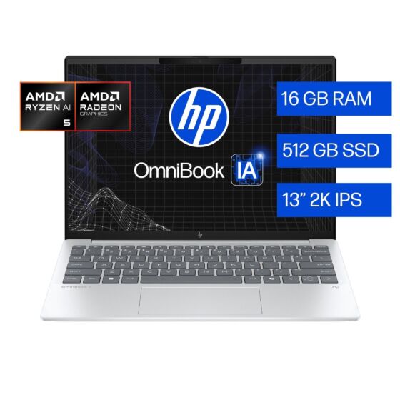 Notebook HP OmniBook 7 Aero AI 13-bg1051la, Windows 11 Home, AMD Ryzen AI 5, 16 GB RAM, 512 GB SSD, 13.3
