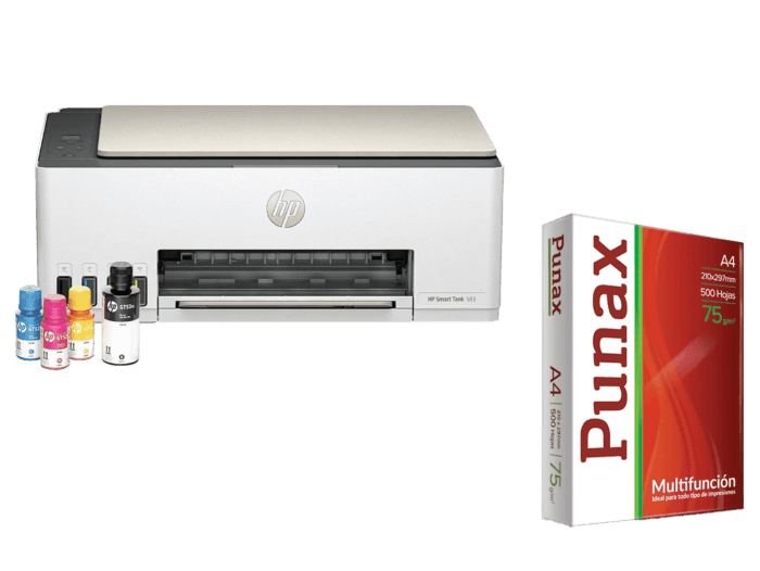 Impresora Multifuncional HP Smart Tank 583 + Resma de Regalo LEDESMA PUNAX A4 (4A8D7A-1)