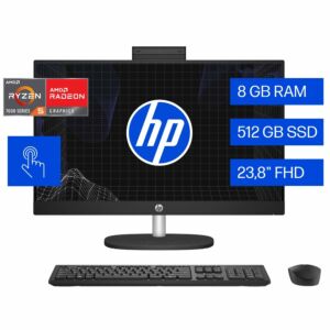 Todo-en-Uno HP 24-cr0017la PC, AMD Ryzen 5, 8 GB RAM, 512 GB RAM Unidad de estado s&oacute;lido, 23.8, pantalla t&aacute;ctil, FHD, Windows 11 Home Single Language - Cubierta posterior en negro azabache (961X7LA)